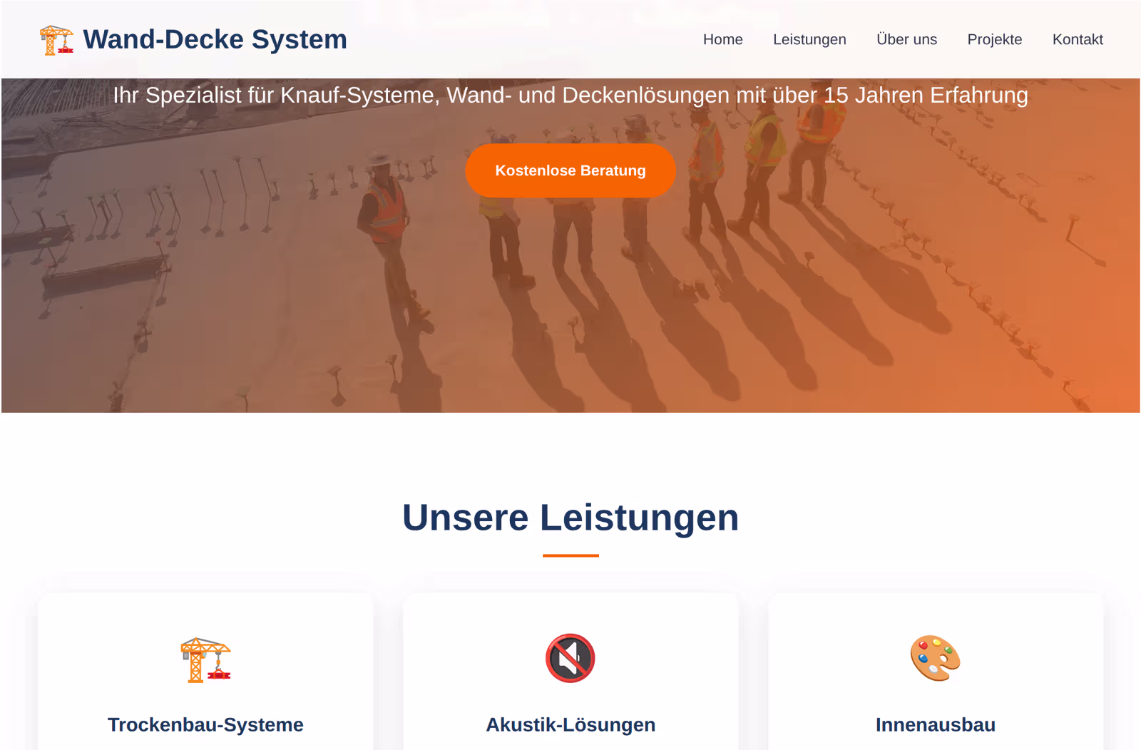 WAND & DECKE PRO – Template Vorschau für Wand- & Deckenservice
