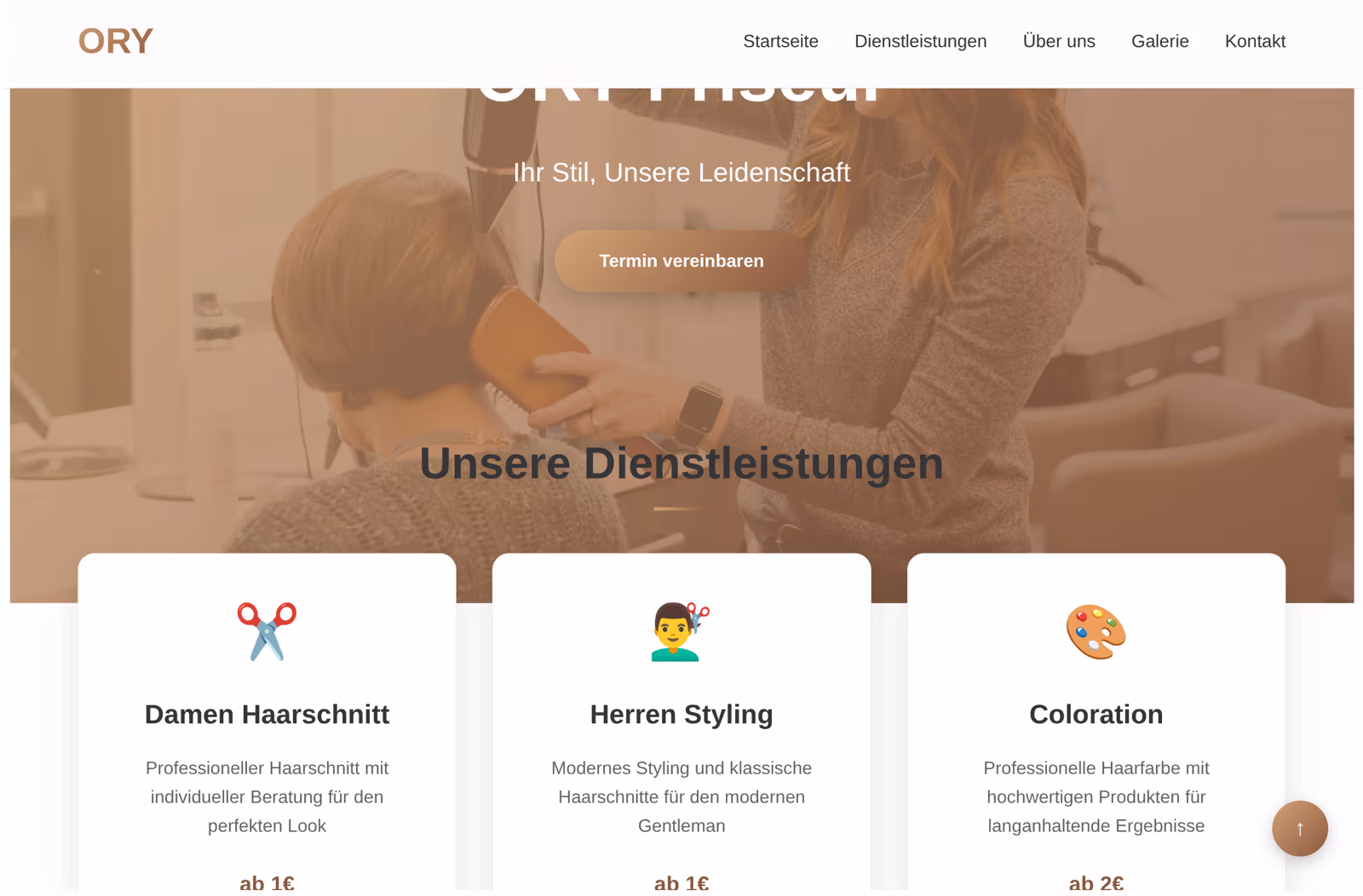ORY PRO – Template Vorschau für Friseur & Barber